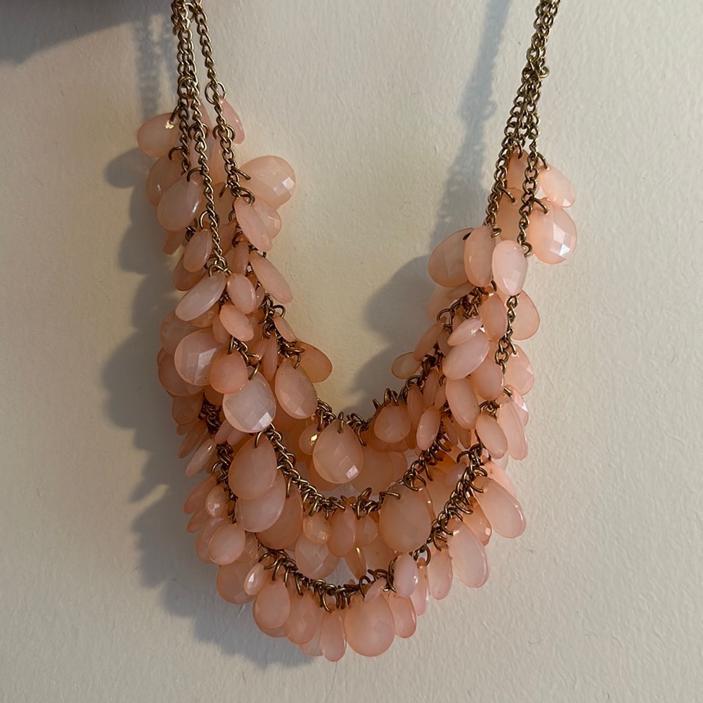 Pink and green beaded chain necklaces